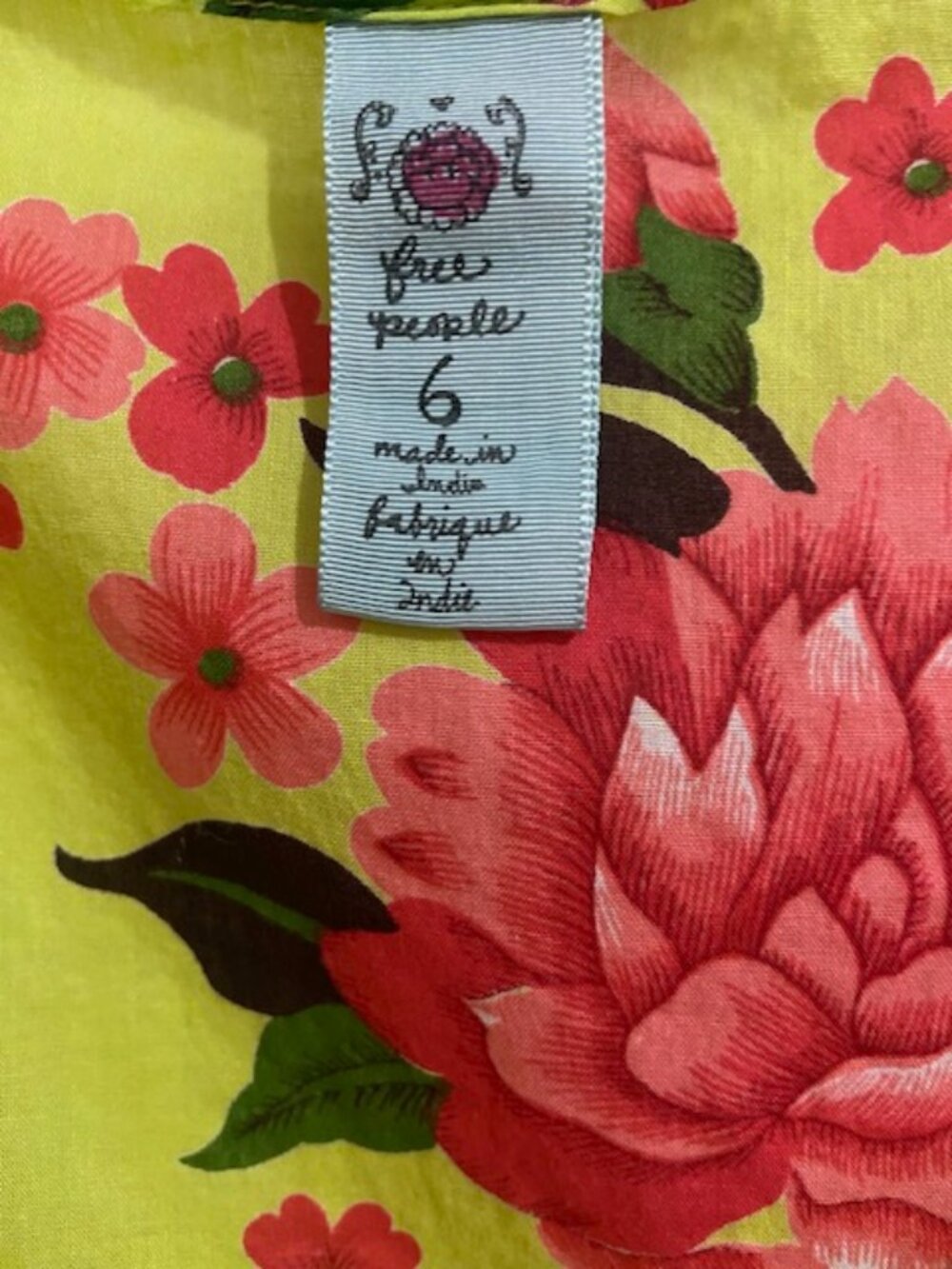 Free People Bright Green & Pink Floral Y2K Boho Sleeveless Top Size 6 - Picture 8 of 12